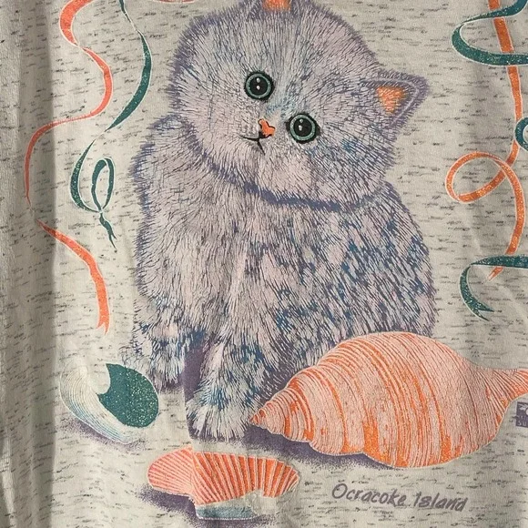 Vintage Native Sun Ocracoke Island North Carolina Awesome Cat Shirt Large L USA - Picture 6 of 11